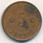 Finland, 5 pennia, 1929