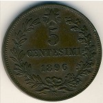 Italy, 5 centesimi, 1895–1900