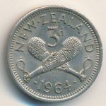 New Zealand, 3 pence, 1964