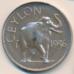 Ceylon., 1 crown, 1936
