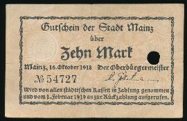 Майнц., 10 марок (1918 г.)
