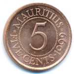 Маврикий, 5 центов (1987–2017 г.)