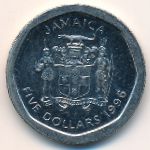 Jamaica, 5 dollars, 1996