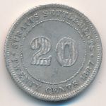 Стрейтс-Сетлментс, 20 центов (1887–1900 г.)