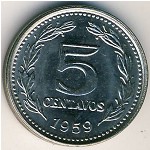 Argentina, 5 centavos, 1957–1959