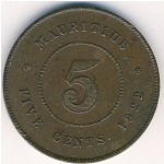 Mauritius, 5 cents, 1917–1924