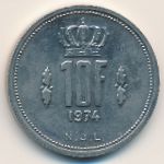 Luxemburg, 10 francs, 1974