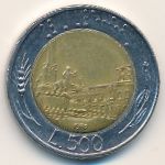 Италия, 500 лир (1989 г.)