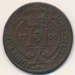 Azores, 10 reis, 1750