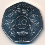 Uganda, 10 shillings, 1987