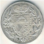 Liechtenstein, 2 kroner, 1912–1915