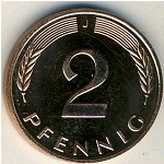 West Germany, 2 pfennig, 1967–2001