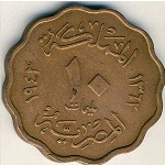 Egypt, 10 milliemes, 1938–1943