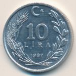 Turkey, 10 lira, 1987