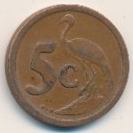South Africa, 5 cents, 1990