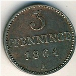 Mecklenburg-Schwerin, 3 pfennig, 1852–1864