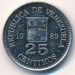 Venezuela, 25 centimos, 1989
