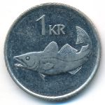 Iceland, 1 krona, 1991