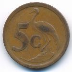 South Africa, 5 cents, 1990