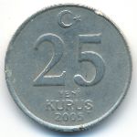 Turkey, 25 new kurus, 2005