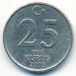Turkey, 25 new kurus, 2005