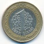 Turkey, 1 lira, 2009