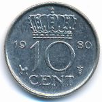 Нидерланды, 10 центов (1980 г.)