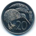 New Zealand, 20 cents, 1968