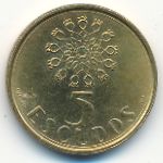 Portugal, 5 escudos, 1986