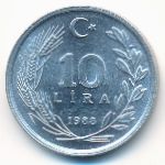 Turkey, 10 lira, 1988
