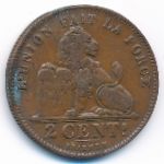 Belgium, 2 centimes, 1911