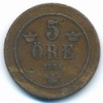 Sweden, 5 ore, 1884