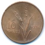 Turkey, 10 kurus, 1974