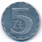Poland, 5 zlotych, 1989–1990