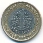 Turkey, 1 lira, 2009