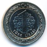 Turkey, 1 lira, 2019