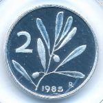 Italy, 2 lire, 1985