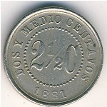 Colombia, 2 1/2 centavos, 1881