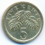 Singapore, 5 cents, 1989