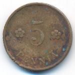 Finland, 5 pennia, 1937