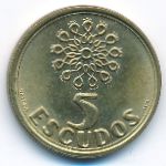 Portugal, 5 escudos, 1992