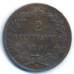 Italy, 2 centesimi, 1897