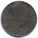 Italy, 2 centesimi, 1900