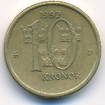 Sweden, 10 kronor, 1992