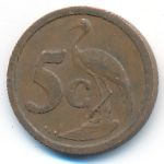 South Africa, 5 cents, 1990