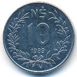 Uruguay, 10 nuevos pesos, 1989