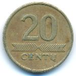 Литва, 20 центов (1997–2007 г.)