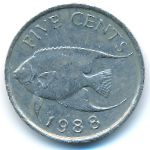 Бермудские острова, 5 центов (1988–1997 г.)