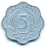 Восточные Карибы, 5 центов (1981–1998 г.)