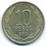 Chile, 10 pesos, 2011